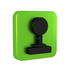 Poster - Black Joystick for arcade machine icon isolated on transparent background. Joystick gamepad. Green square button.