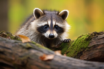 Wall Mural - Racoon close up photo