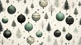 Fototapeta  - Abstract scrapbooking festive holiday doodle backdrop with diverse christmas ornaments, decorations. Seamless background wallpaper. Great as luxury postcard.