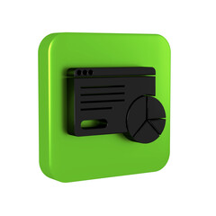 Poster - Black Web analytics information and development website statistic icon isolated on transparent background. Analysis, management, marketing, research. Green square button.