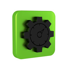 Poster - Black Web analytics information and development website statistic icon isolated on transparent background. Analysis, management, marketing, research. Green square button.