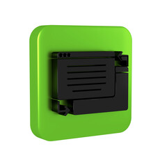 Poster - Black UI or UX design icon isolated on transparent background. Green square button.