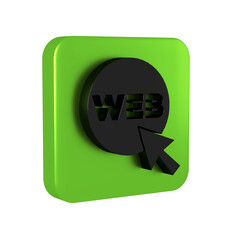 Poster - Black Web and graphic design icon isolated on transparent background. Creative and development. Green square button.