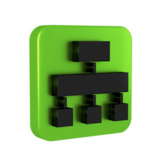 Poster - Black Site map icon isolated on transparent background. Green square button.