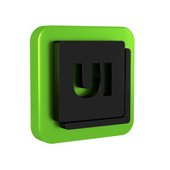 Poster - Black UI or UX design icon isolated on transparent background. Green square button.