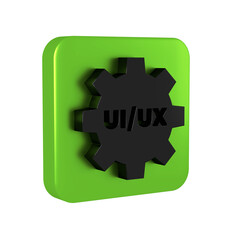 Poster - Black UI or UX design icon isolated on transparent background. Green square button.