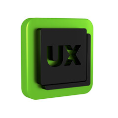 Poster - Black UI or UX design icon isolated on transparent background. Green square button.