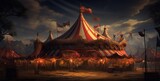 Fototapeta Sport - Circus encampment in the evening, Generative AI