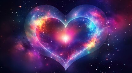 Wall Mural - galaxy cosmic heart background. bright stars night sky, romantic magic night, love and valentine’s d