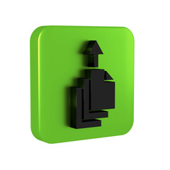 Aufkleber - Black Data export icon isolated on transparent background. Green square button.