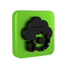 Aufkleber - Black Cloud technology data transfer and storage icon isolated on transparent background. Adjusting, service, setting, maintenance, repair, fixing. Green square button.