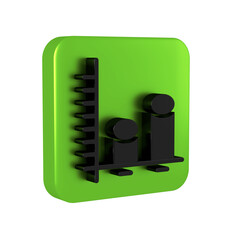 Poster - Black Data analysis icon isolated on transparent background. Green square button.