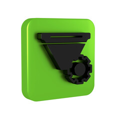 Poster - Black Filter setting icon isolated on transparent background. Green square button.