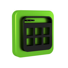 Poster - Black Browser files icon isolated on transparent background. Green square button.