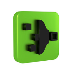 Poster - Black Filter setting icon isolated on transparent background. Green square button.
