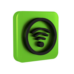Poster - Black Wi-Fi wireless internet network symbol icon isolated on transparent background. Green square button.