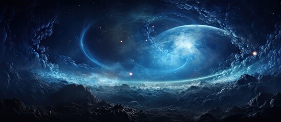 Wall Mural - the alien observed the abstract illustration of a supernova exploding in the sky, while traveling th