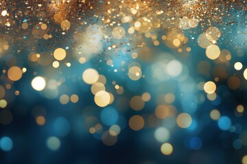 Wall Mural - Blue and gold abstract background with bokeh on New Year's Eve