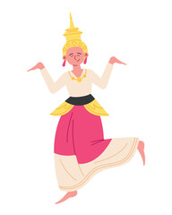 Sticker - myanmar woman dancer illustration