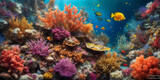 Fototapeta Do akwarium - Coral reef and fishes.