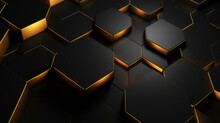 Three-dimensional Pentagon Dark Golden And Black Background