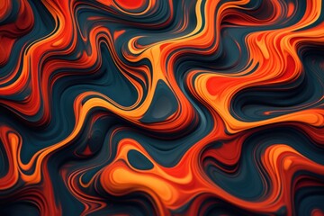 Poster - A vibrant abstract painting featuring orange and black swirls. This artwork can add a bold and modern touch to any space