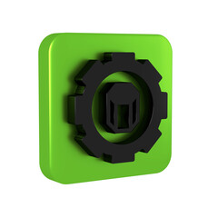 Aufkleber - Black 3D printer setting icon isolated on transparent background. 3d printing. Green square button.