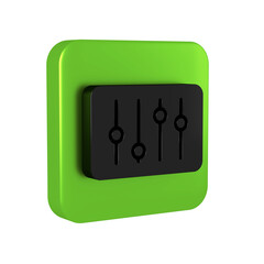 Poster - Black Sound mixer controller icon isolated on transparent background. Dj equipment slider buttons. Mixing console. Green square button.