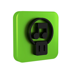 Poster - Black Pause button icon isolated on transparent background. Green square button.