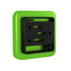 Poster - Black New chat messages notification on laptop icon isolated on transparent background. Smartphone chatting sms messages speech bubbles. Green square button.