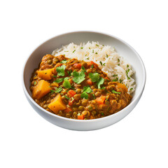 Wall Mural - A Bowl of Vegetarian Lentil Curry Isolated on a Transparent Background