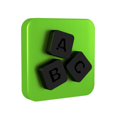 Wall Mural - Black ABC blocks icon isolated on transparent background. Alphabet cubes with letters A,B,C. Green square button.