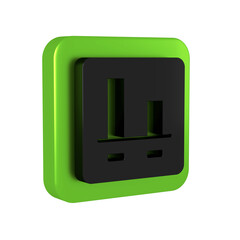 Poster - Black Graph, chart, diagram, infographic icon isolated on transparent background. Green square button.