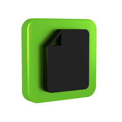 Poster - Black File document icon isolated on transparent background. Checklist icon. Business concept. Green square button.