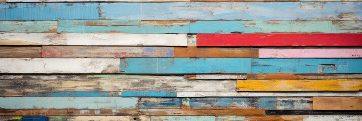 Background wood, wooden boards colorful. BANNER