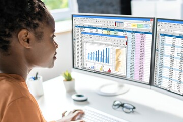 Poster - African woman analyst conducting data analysis