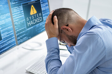 Poster - Ransomware Malware Attack. Business Computer Hacked