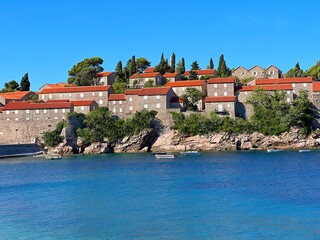 Sticker - Montenegro Adriatic sea view on the Sveti Stefan island.