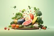 Healthy diet with vegetables, fruits, and organic produce