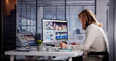 Fototapete - Computer Photo Editing for Video Production