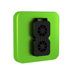 Aufkleber - Black Video graphic card icon isolated on transparent background. Green square button.