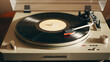 © DELstudio - Generative AI, nostalgic retro vinyl recorder, vintage turntable player, muted colors, aesthetic