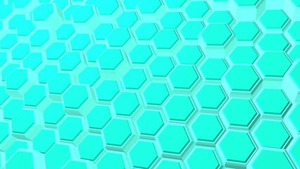 Poster - Animated screensaver or background made of dynamic hexagons. Rendering animation.
