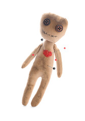 Wall Mural - Voodoo doll with pins isolated on white