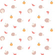 Cute Hedgehog Seamless Pattern, Cartoon animal background vector Illustration