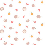 Fototapeta Pokój dzieciecy - Cute Hedgehog Seamless Pattern, Cartoon animal background vector Illustration