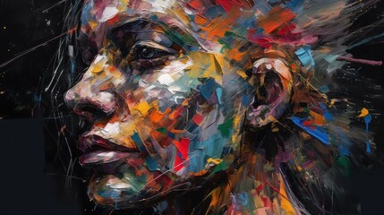 Wall Mural - Abstract art of a beautiful sad young woman crying. Mental Diseases Concept. Mental Problems. Loneliness.