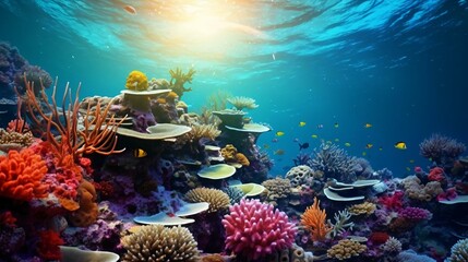 Wall Mural - a coral reef with fish