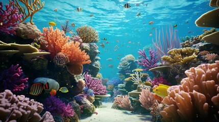 Wall Mural - a coral reef with fish