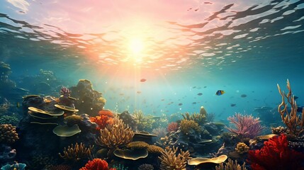 Wall Mural - a coral reef with fish